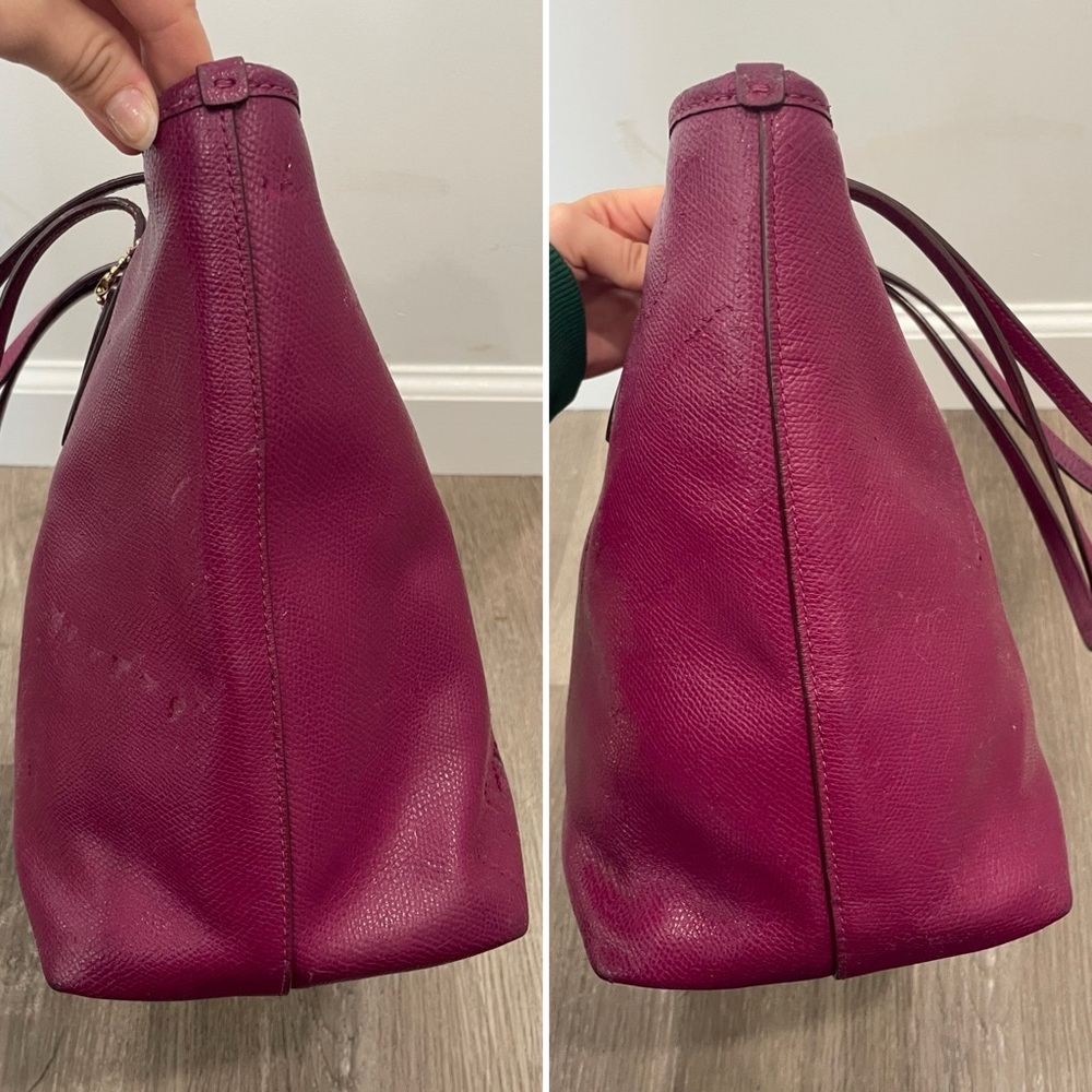 COACH✨Dahlia Purple & Gold Cross Grain Leather City Zip Tote & Wallet - Picture 8 of 16